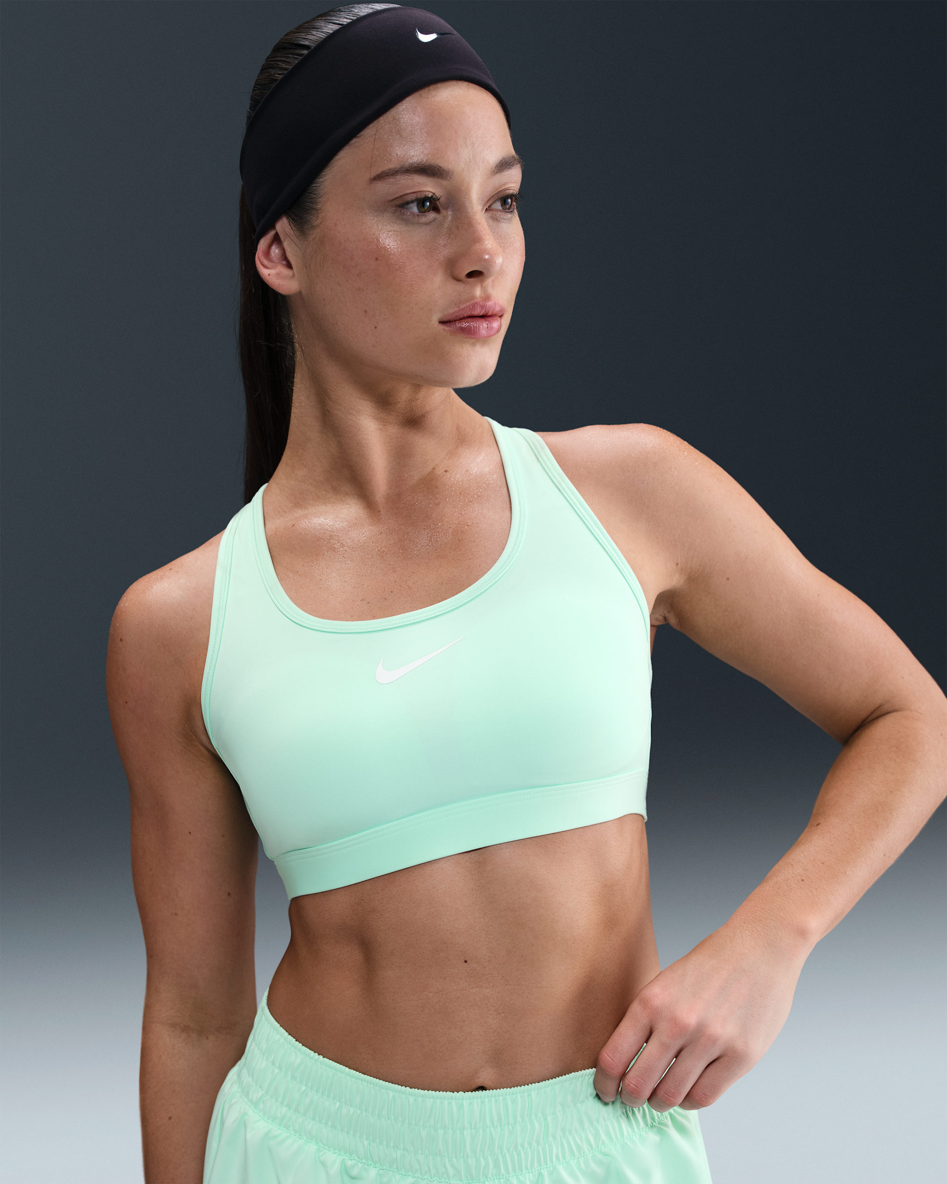 (取寄) ナイキ レディース スウォッシュ ミディアム サポート ブラ Nike women Swoosh Medium Support Bra Atmosphere/Atmosphere/White Nike Swoosh Medium-Support Women's Padded Sports Bra. Nike CA